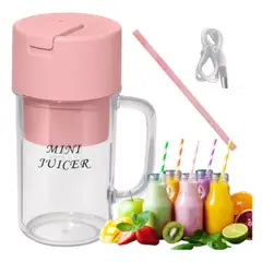 GENERICO - Mini Licuadora Con Pitillo Personal Portátil Recargable Usb.