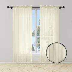 ADVANCE - Pack x2 Cortina Beige en Velo Muselina 3 mts x 2.10 mts Dividido