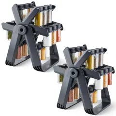 CHEF MASTER - Set x2 Especiero Giratorio 18en1 Compacto Frascos Herméticos