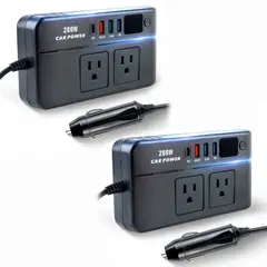 ENERGY PLUS - Set x2 Inversor de Corriente para Auto 200W 12V a 110V y USB
