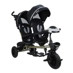 EBABY - Triciclo Paseador gemelar LAZZO DUO NEGRO EB302G