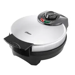 OSTER - Waflera Redonda Belga 1 puesto, waflera antiadherente con control de temperatura