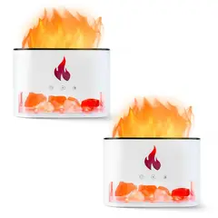 ENERGY PLUS - Set x2 Humidificador y Difusor de Aromas Efecto Llama y LED Blanco