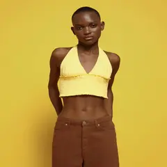 SEVEN SEVEN - Crop Top Para Mujer Manga Sisa Color Amarillo Marca #28095484