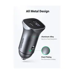 UGREEN - Cargador De Coche Usb C + Usb A De 30w