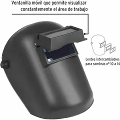 GENERICO - Careta psoldar con lente abatible sombra 11 PRETUL