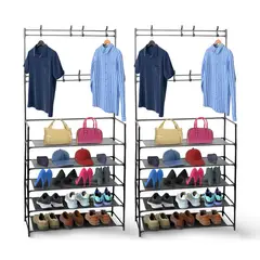 ENERGY PLUS - Set x2 Organizador de Ropa y Calzado 5 Niveles con Ganchos