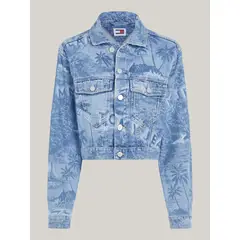 TOMMY HILFIGER - Chaqueta azul Trucker denim de corte cropped Tommy Jeans