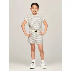 TOMMY HILFIGER - Camiseta negra y pantaloneta 1985 de piqué