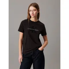 CALVIN KLEIN - Camiseta negra de chenilla con monograma