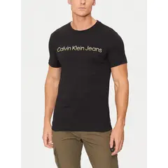 CALVIN KLEIN - Camiseta negra con logo institutional bicolor