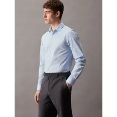 CALVIN KLEIN - Camisa azul slim de popelín elástico