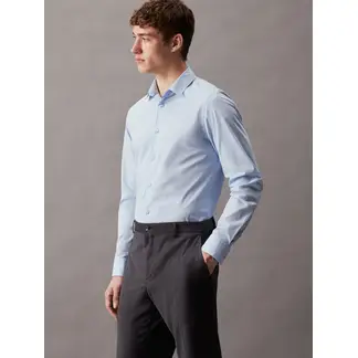 CALVIN KLEIN - Camisa azul slim de popelín elástico