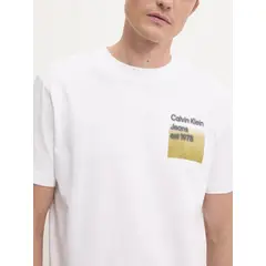 CALVIN KLEIN - Camiseta blanca con logo difuminada en caja