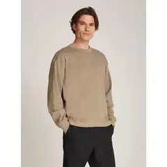 CALVIN KLEIN - Camiseta beige manga larga slub