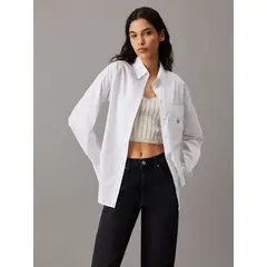 CALVIN KLEIN - Camisa blanca holgada de popelín de algodón