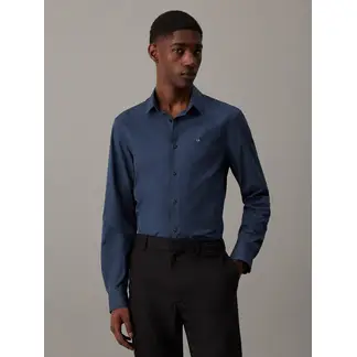 CALVIN KLEIN - Camisa negra slim de popelín elástico