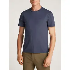 CALVIN KLEIN - Camiseta azul de algodón con parche de goma