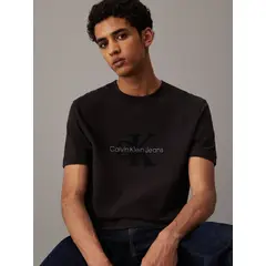 CALVIN KLEIN - Camiseta negra de chenille con monograma