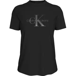 CALVIN KLEIN - Camiseta negra regular con monograma brillante