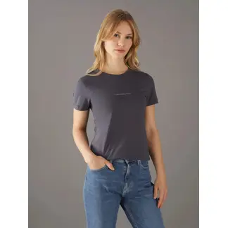 CALVIN KLEIN - Camiseta negra slim con logotipo tonal