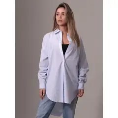 CALVIN KLEIN - Camisa azul oversized manga larga