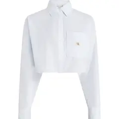 CALVIN KLEIN - Camisa blanca cropped de popelín de algodón