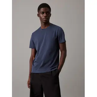 CALVIN KLEIN - Camiseta negra de algodón con parche de goma