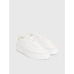 CALVIN KLEIN - Tenis blanco blanco con plataforma y monograma
