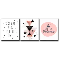 ART INDUSTRY - Triptico Cuadros Niños 40x30 Cms Set25 Dream Little Princess