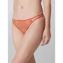 CALVIN KLEIN - Pantie Naranja Tipo Tanga Con Encaje Para Mujer