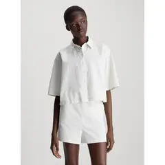 CALVIN KLEIN - Camisa blanca de espalda anudada de sirsaca de algodón