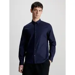CALVIN KLEIN - Camisa Azul Slim De Popelín Elástico