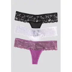 FORMAS INTIMAS - Brasilera Paq X3 Mujer Mora/Negro/Blanco FI 34542