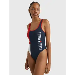 TOMMY HILFIGER - Traje De Baño Azul Con Escote En La Espalda