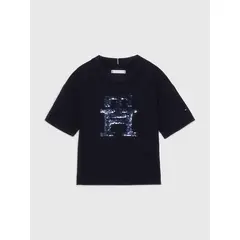 TOMMY HILFIGER - Camiseta De Niña Con Monograma Th Lentejuelas