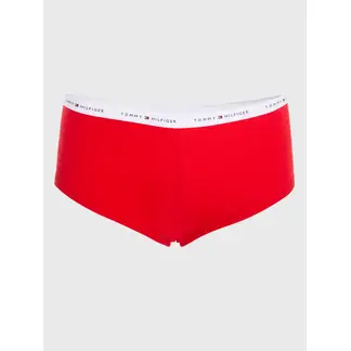 TOMMY HILFIGER - Boyshort rojo con monogramas TH y logo en la cintura