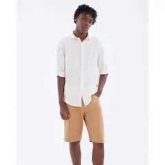 SEVEN SEVEN - Camisa En Efecto Lino Para Hombre Marfil