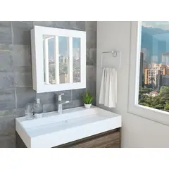 RTA - Gabinete de Baño Heston Blanco con Espejo y Dos Entrepaños