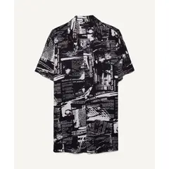 SEVEN SEVEN - Camisa Para Hombre Manga Corta Color Negro Marca #45011831