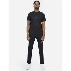 SEVEN SEVEN - Camisa Para Hombre Manga Corta Cuello Neru Color Negro Marca #45011327