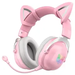 ONIKUMA - Auriculares Gamer Inalámbricos B20 Rosa Con Luz LED