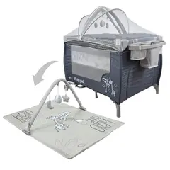 HAPPY BABY - Corral Cuna Bebe 3 en 1 Miami Gris
