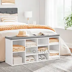 GENERICO - Mueble organizador de zapatos con banca zapatero blanco