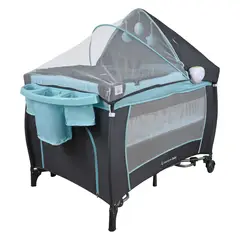 PREMIUM BABY - Corral Cuna Mecedora Bebé Napoles Celeste