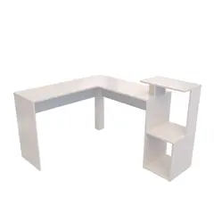 MADERKIT - Escritorio En L Color Niebla Blanco