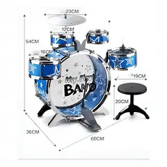 GENERICO - Set bateria musical 5 tambores infantil niños azul percusion