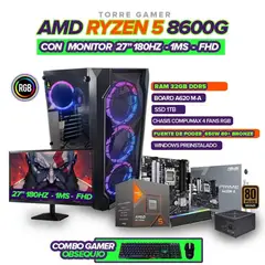 AMD - PC Gamer Ryzen 5 8600G/32GB DDR5/SSD 1TB/Monitor 27'' 180Hz