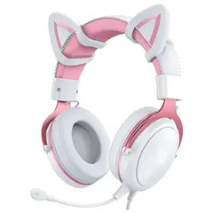 ONIKUMA - Audifonos Diadema Gamer X10 Orejas Blancos Con Rosado Rgb