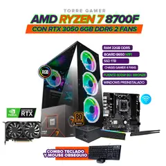 AMD - TORRE GAMER RYZEN 7 8700F - RTX 3050 6GB - 32GB DDR5 - SSD 1TB